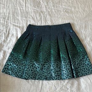 Nanette Lepore Green Sequin Skater Mini Skirt